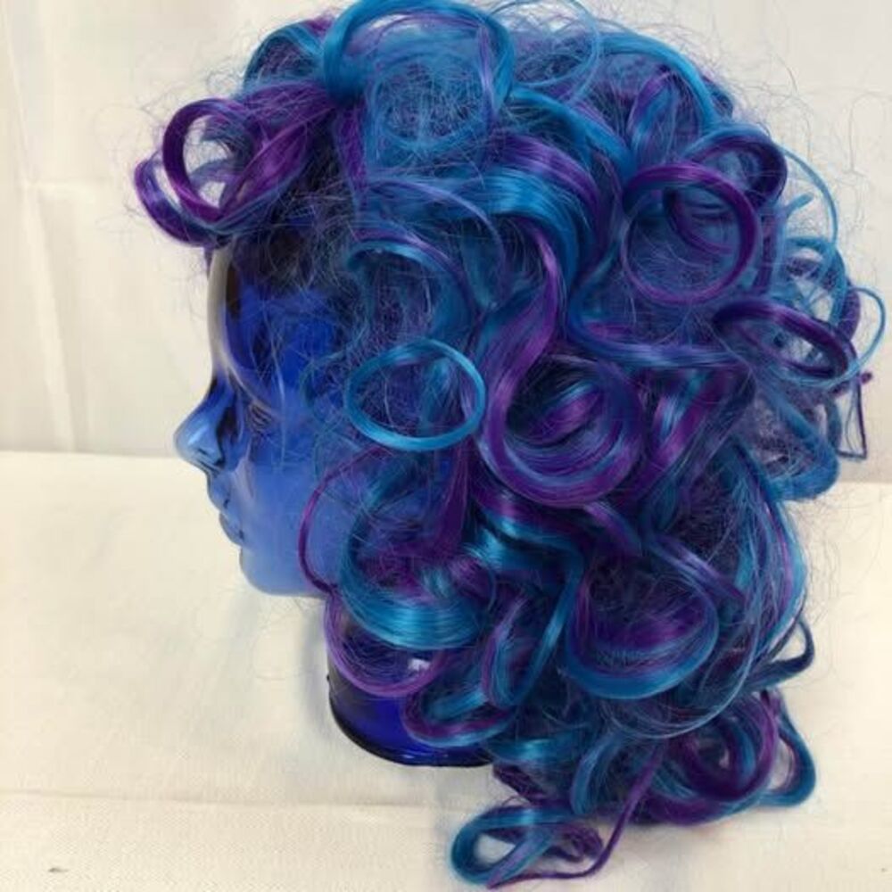Fashion Wig Blue and Purple Curly Costume Cosplay New Heat Resistant - Picture 3 of 10